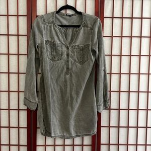 XS express brand olive green long sleeve t-shirt dress